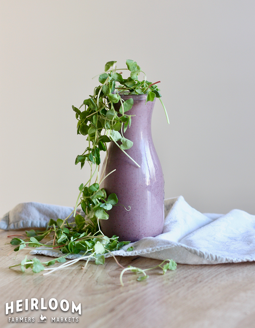 Purple People Eater Smoothie with Local Sprouts / Heirloom Farmers Markets