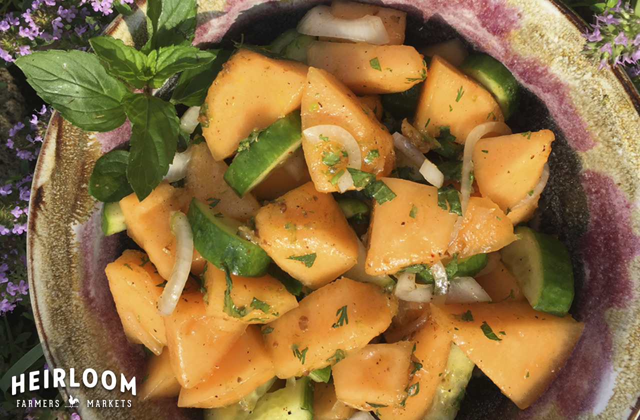 Zesty Cantaloupe & Cucumber Salad / Heirloom Farmers Markets
